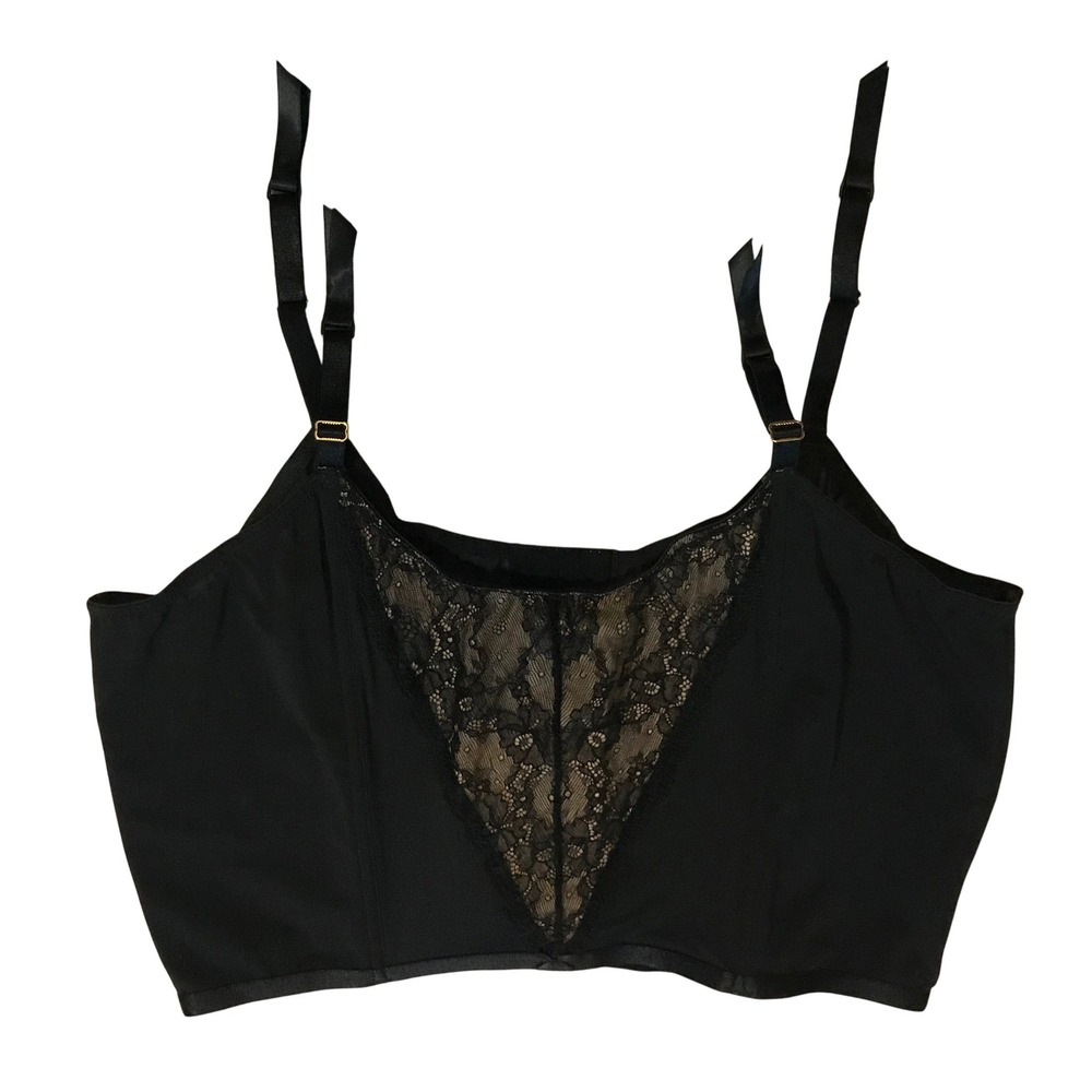 Cacique Black Lace Cutaway Corset Garter Slip Style 18 20